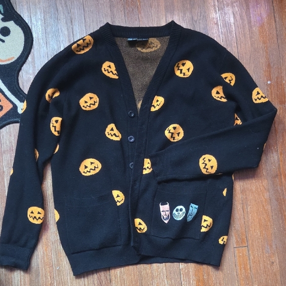 Disney The Nightmare Before Christmas Black & Orange Knit Cardigan - Picture 2 of 3
